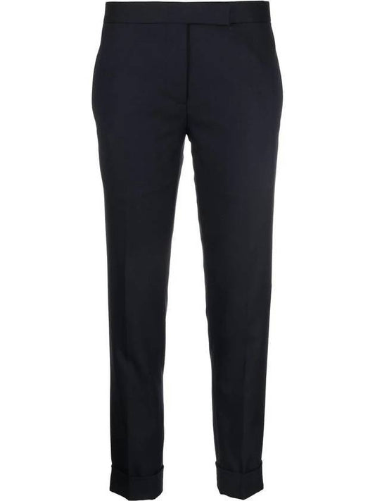 Women's Low Rise Twill Wool Skinny Pants Navy - THOM BROWNE - BALAAN 1
