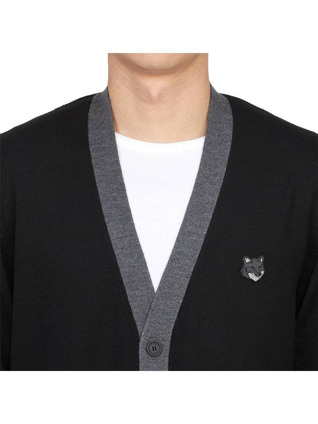 Bold Fox Head Patch Two-Tone Cardigan Black - MAISON KITSUNE - BALAAN 6