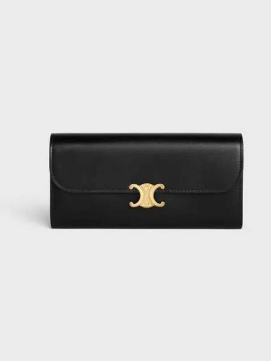 Triomphe Large Wallet in Shiny Calfskin Black - CELINE - BALAAN 2