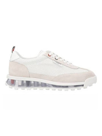 Vitello Calf Leather Clear Sole Tech Runner Sneakers White - THOM BROWNE - BALAAN 1