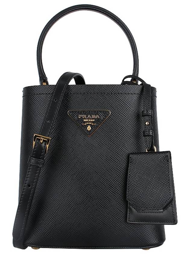 Panier Saffiano Leather Small Tote Bag Black - PRADA - BALAAN 3