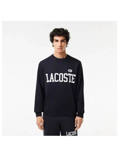 Men s Logo Print Puff Badge Crew Neck Sweatshirt Dark Navy - LACOSTE - BALAAN 1