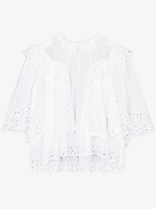 Katia Ruffled Broderie Anglaise Cotton Blouse White - ISABEL MARANT - BALAAN 2