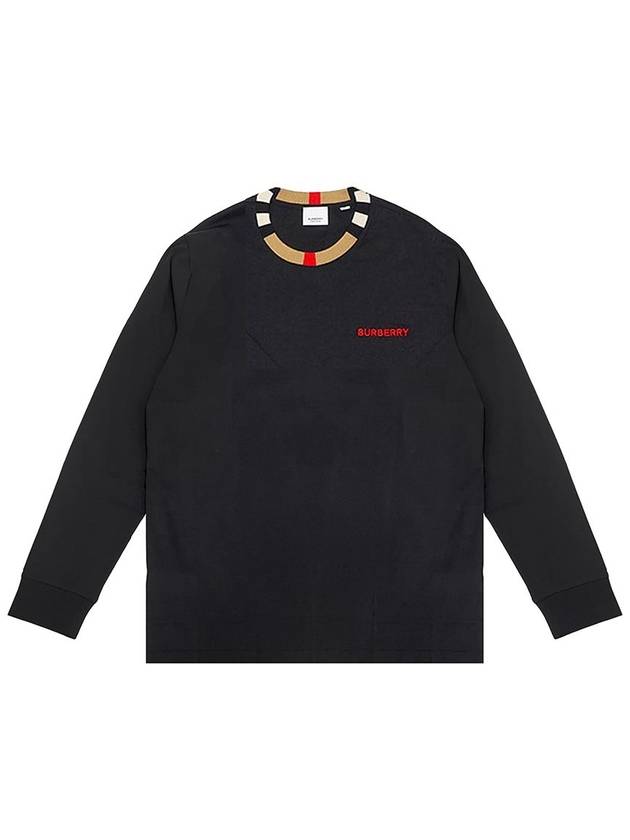 Check Collar Long Sleeve T-Shirt Black - BURBERRY - BALAAN 1