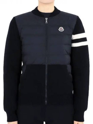 Kids logo patch knit padding mix jacket navy 9B00001 M1131 742 12 14A adult wearable 270007 1064657 - MONCLER - BALAAN 1