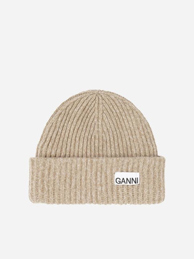 Women's Logo Wool Beanie Sand Beige - GANNI - BALAAN 2