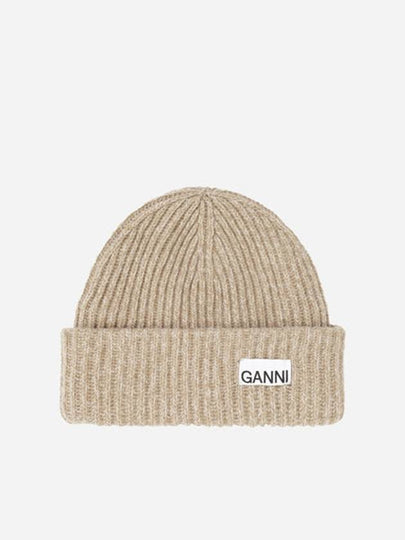 Women's Logo Wool Beanie Sand Beige - GANNI - BALAAN 2