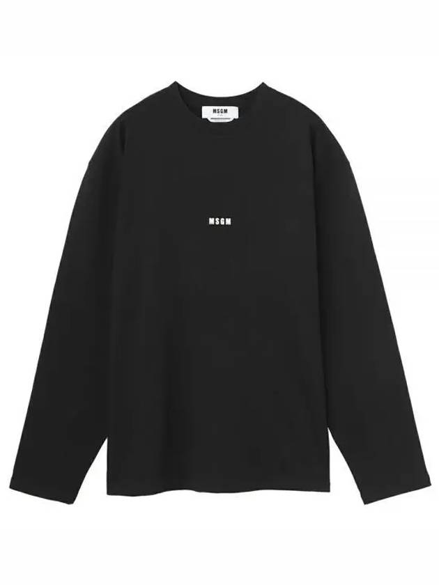 Micro Logo Print Long Sleeve T-Shirt Black - MSGM - BALAAN 2