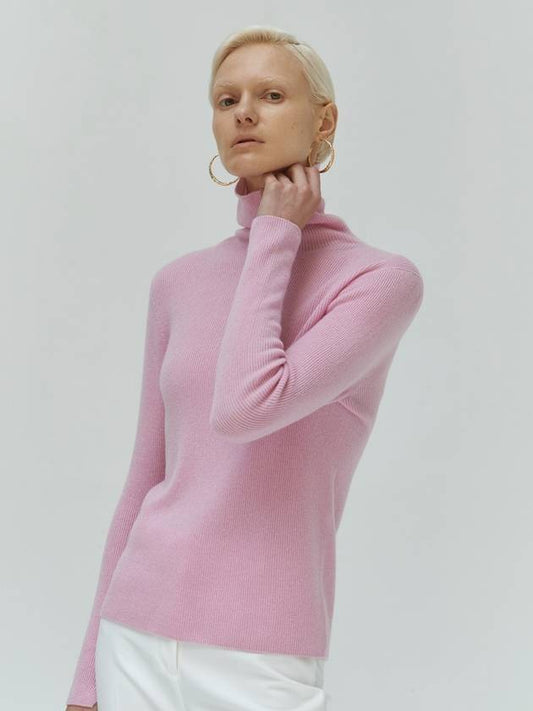 Women's Cashmere Turtleneck Pink - LEHEE CASHMERE - BALAAN 1