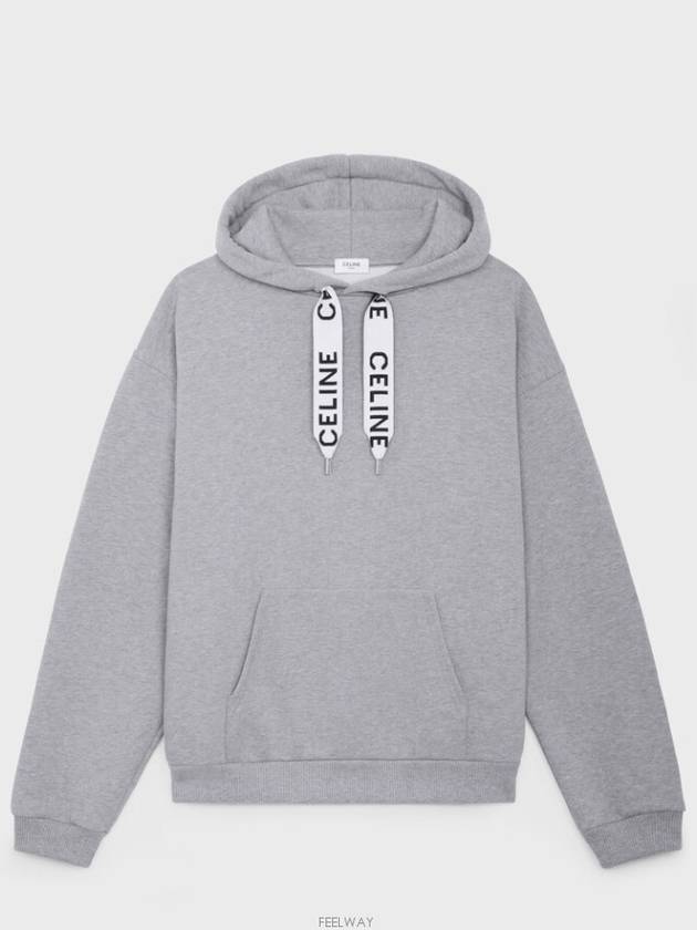 Loose Cotton Fleece Hoodie Grey - CELINE - BALAAN 2