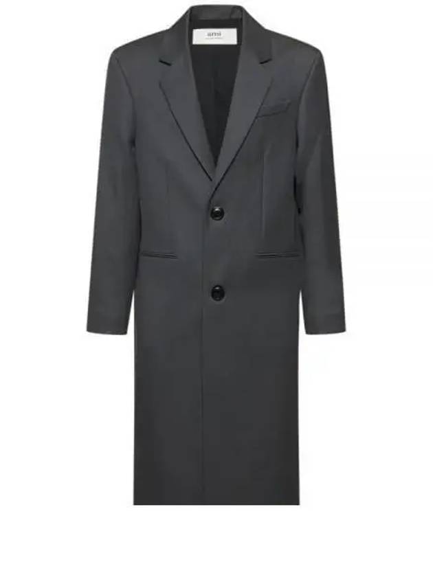 Two Button Wool Single Coat Stone Grey - AMI - BALAAN 2