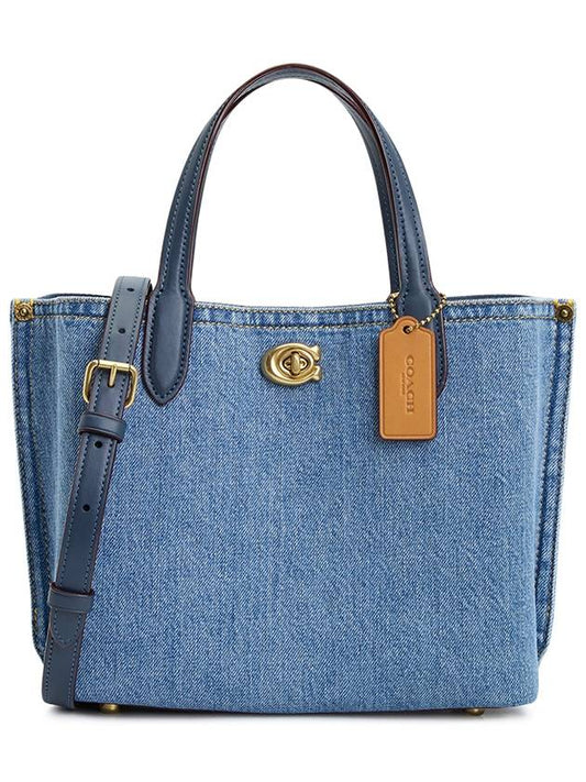 Willow 24 Women s Denim Tote Bag CR708 B4 INDIGO - COACH - BALAAN 1