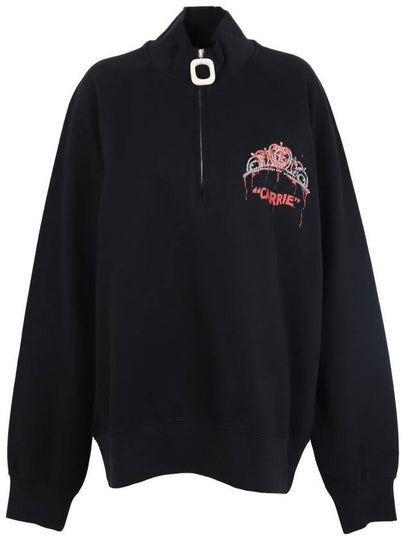 Tiara Embroidery Half Zip Up Sweatshirt Black - JW ANDERSON - BALAAN 2