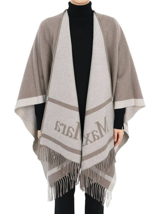 Women s Fringe Detail Cape Shawl Jacket Jean Beige 2414731051600 200 002 - MAX MARA - BALAAN 1