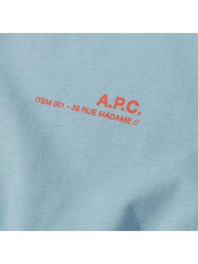 Men's Item Logo Cotton Short Sleeve T-Shirt  Blue - A.P.C. - BALAAN 3