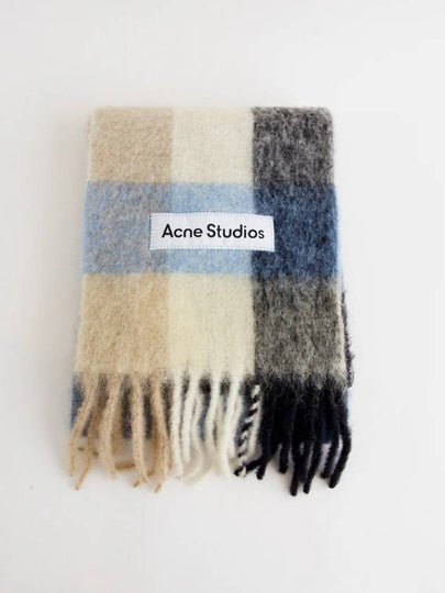 Check Mohair Muffler Blue Beige Black - ACNE STUDIOS - BALAAN 2