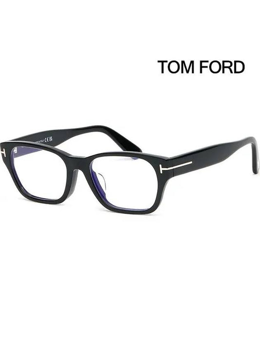 Glasses frame TF5781DB 001 Blue light blocking square horn frame Asian fit - TOM FORD - BALAAN 1