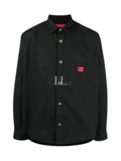 Logo Label Oversized Long Sleeve Shirt Black - HUGO BOSS - BALAAN 2