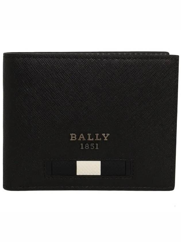 Bevye Logo Recycled Leather Half Wallet Black - BALLY - BALAAN 2