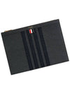 Diagonal Medium Document Case Clutch Bag Dark Grey - THOM BROWNE - BALAAN 3