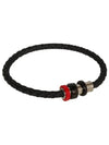 Steel Lock 3 Ring Leather Bracelet Black - MONTBLANC - BALAAN.