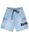 BBD Graffiti Logo Denim Cargo Shorts Light Blue - BLACKBLOND - BALAAN 3