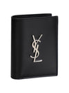 Men's Silver Monogram Fold Half Wallet Black - SAINT LAURENT - BALAAN 4