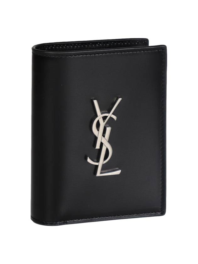 Men's Silver Monogram Fold Half Wallet Black - SAINT LAURENT - BALAAN 4