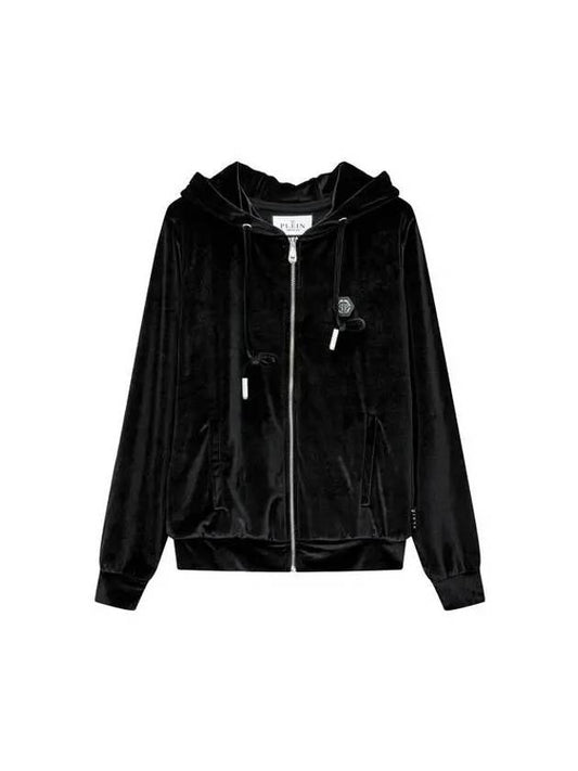 Women's Skull Hotpiece Velor Hooded Zip-Up Black - PHILIPP PLEIN - BALAAN 1