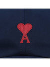 Embroidered Heart Logo Ball Cap Navy - AMI - BALAAN 7