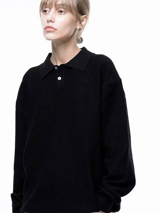 For Woman Women s Soft Two button Collar Knit Black W243TP09BK - CHANCE'S NOI - BALAAN 2