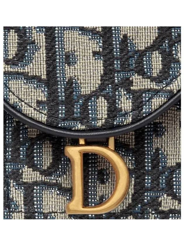 Oblique Jacquard Saddle Flap Compact Zipper Card Wallet Beige - DIOR - BALAAN 7