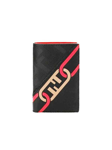 Vertical Leather Half Wallet Black - FENDI - BALAAN 1