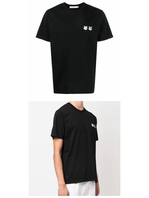 Double Monochrome Foxhead Patch Classic Short Sleeve T-Shirt Black - MAISON KITSUNE - BALAAN 5