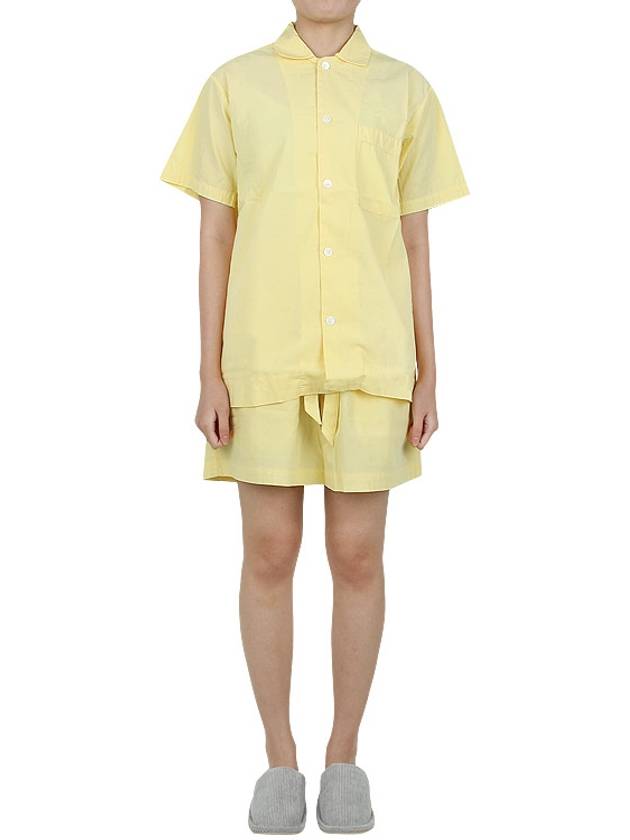 Poplin Pajamas Organic Cotton Short Sleeve Shirt Lemonade - TEKLA - 10