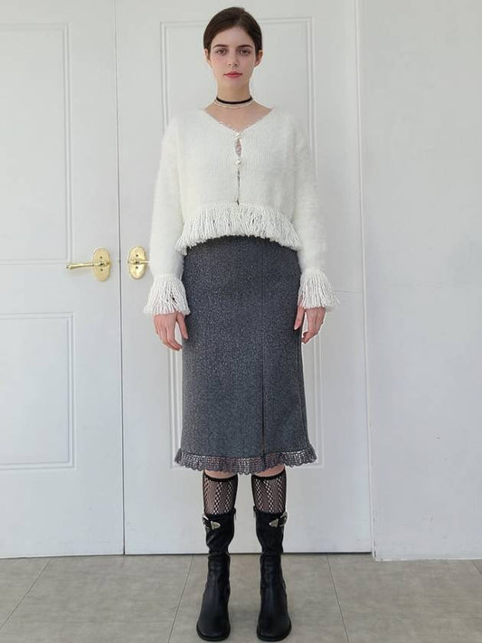 e Women's Lace Point Brushed H-Line Skirt Melange Gray - PRETONE - BALAAN 1