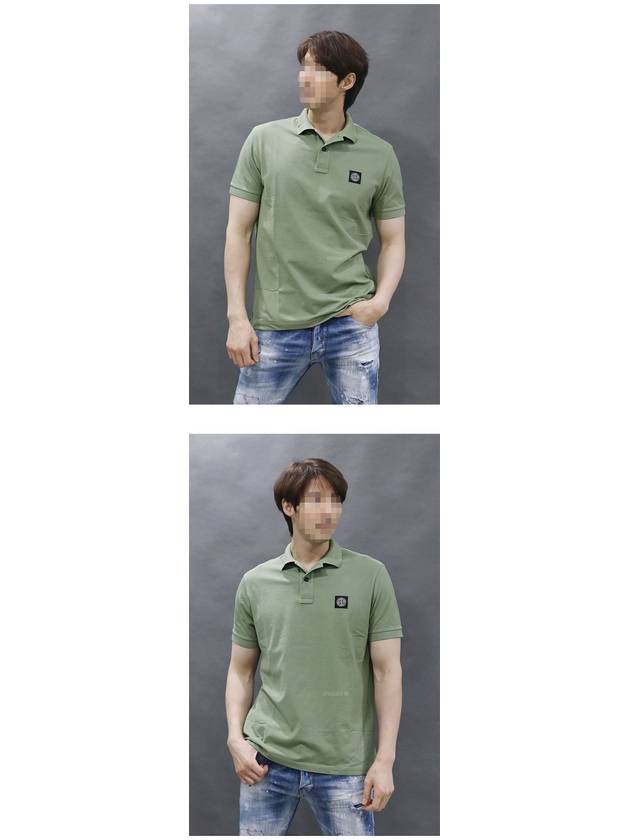 Men's Logo Patch Cotton Polo Shirt Green - STONE ISLAND - BALAAN 3