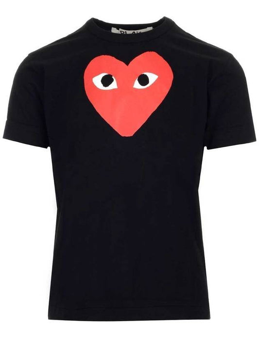Play Men's Black Eye Red Big Heart Print Short Sleeve T-Shirt P1 T112 1 Black - COMME DES GARCONS - BALAAN 1