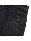 Back Logo Flare Denim Jeans Black - MIU MIU - BALAAN 8