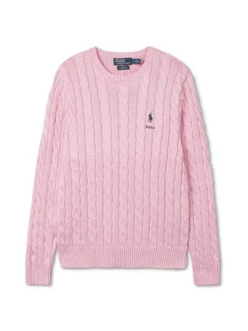 New Pink Capsule Cable Knit Cotton Sweater - POLO RALPH LAUREN - BALAAN 1