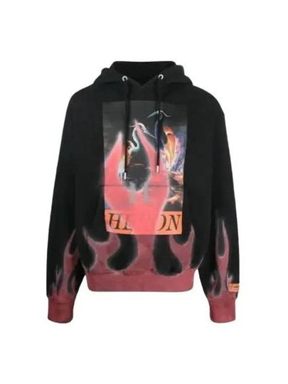 Flame Print Hoodie Black - HERON PRESTON - BALAAN 2