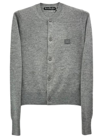 Face Patch Crop Cardigan Light Grey Melange - ACNE STUDIOS - BALAAN 2