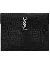 Crocodile Uptown Pouch Bag Black - SAINT LAURENT - BALAAN 2