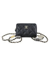 CC Classic Zipper Charm Chain Card Wallet Black - CHANEL - BALAAN.