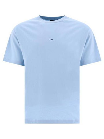 Men's Kyle Logo Print Cotton Jersey Short Sleeve T-Shirt  Light Blue - A.P.C. - BALAAN 1