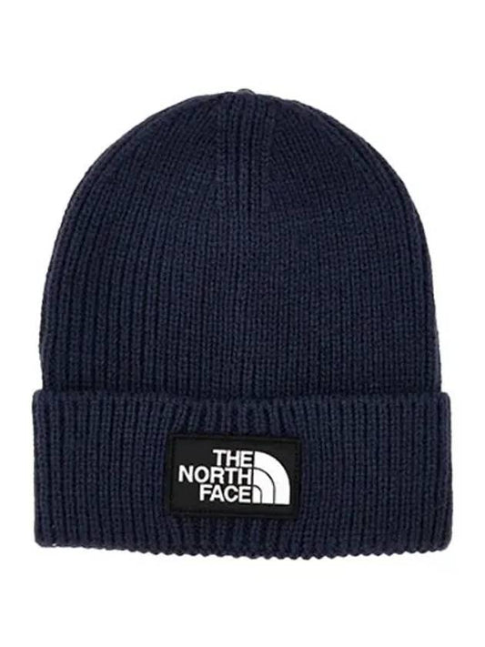 TNF Logo Box Cuffed Beanie Navy - THE NORTH FACE - BALAAN 2