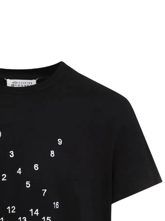 Numeric Embroidered Logo Mako Cotton Short Sleeve T-Shirt Black - MAISON MARGIELA - BALAAN 3