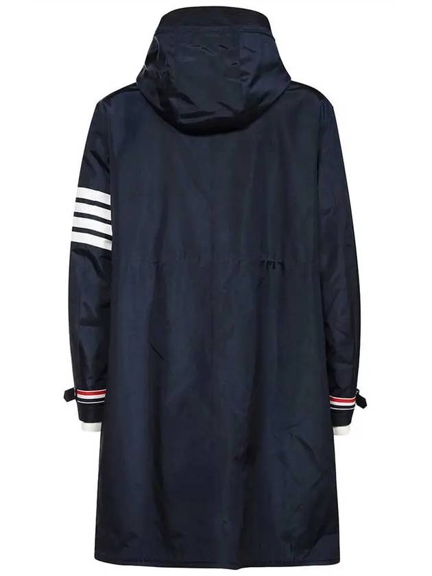 Cordura Merino Baby Cable Hooded 3/4 Mack Jacket Navy - THOM BROWNE - BALAAN 4