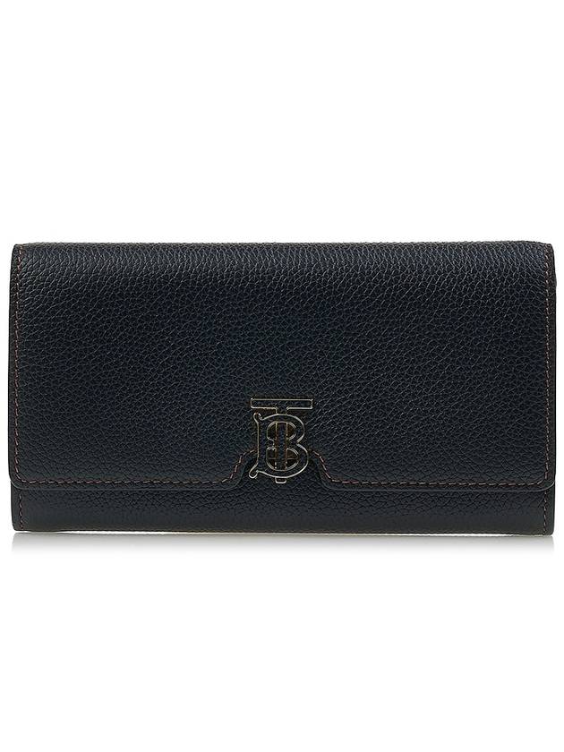 TB Logo Grainy Leather Continental Long Wallet Black - BURBERRY - BALAAN 2