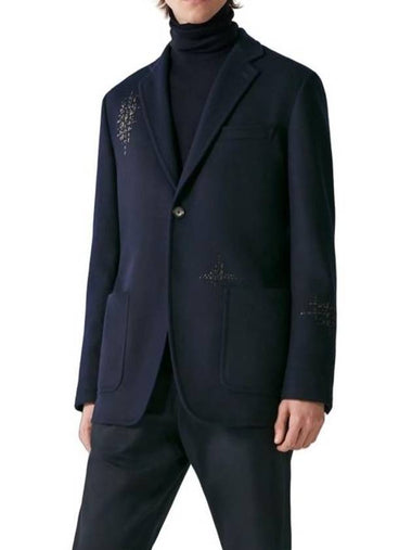 Stadium Wool Plain Jacket Marine - HERMES - BALAAN 1